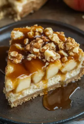 Apfel-Cheesecake mit Walnuss-Streuseln und Karamellsauce