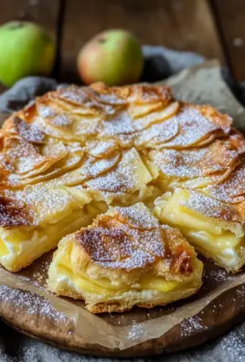 Blätterteigkuchen mit Puddingcreme und Apfel