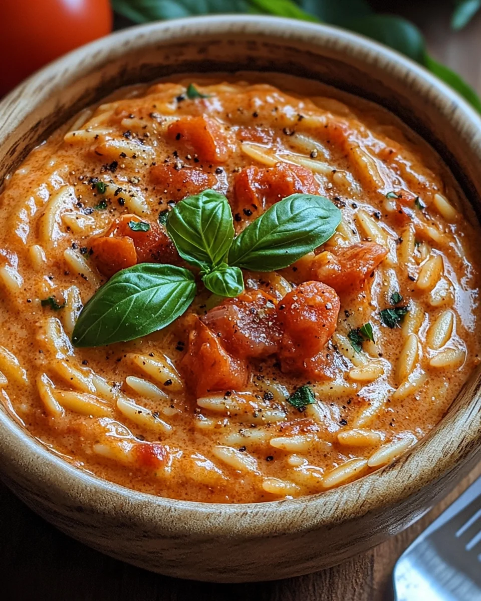 Creamy Vegan Tomato Orzo with Coconut Milk