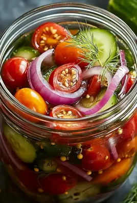 Eingelegte Kirschtomaten, Rote Zwiebeln und Gurken 24 Eingelegte Kirschtomaten, Rote Zwiebeln und Gurken