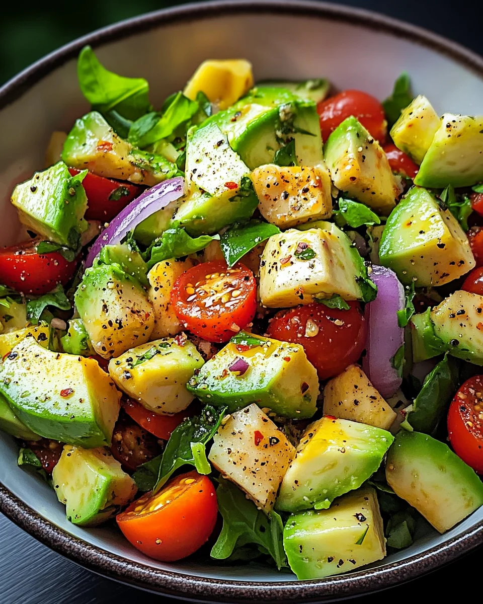 Gesunder Avocado Hähnchen Salat