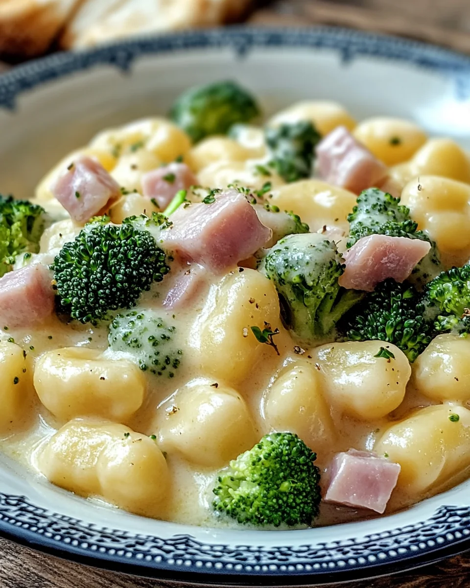 Gnocchi mit Brokkoli und Schinken in cremiger Käsesoße 24 Gnocchi