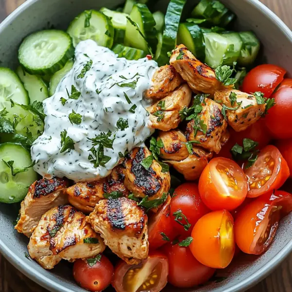 Griechische Hähnchen-Tzatziki-Bowl