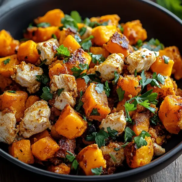 Hackfleisch aus Huhn und Süßkartoffeln