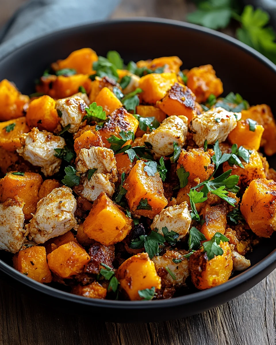Hackfleisch aus Huhn und S&uuml;&szlig;kartoffeln