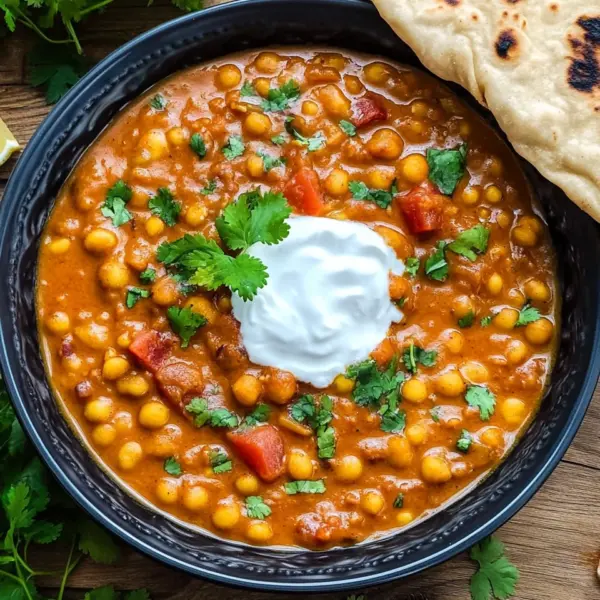 Kichererbsen-Curry mit Naan Brot