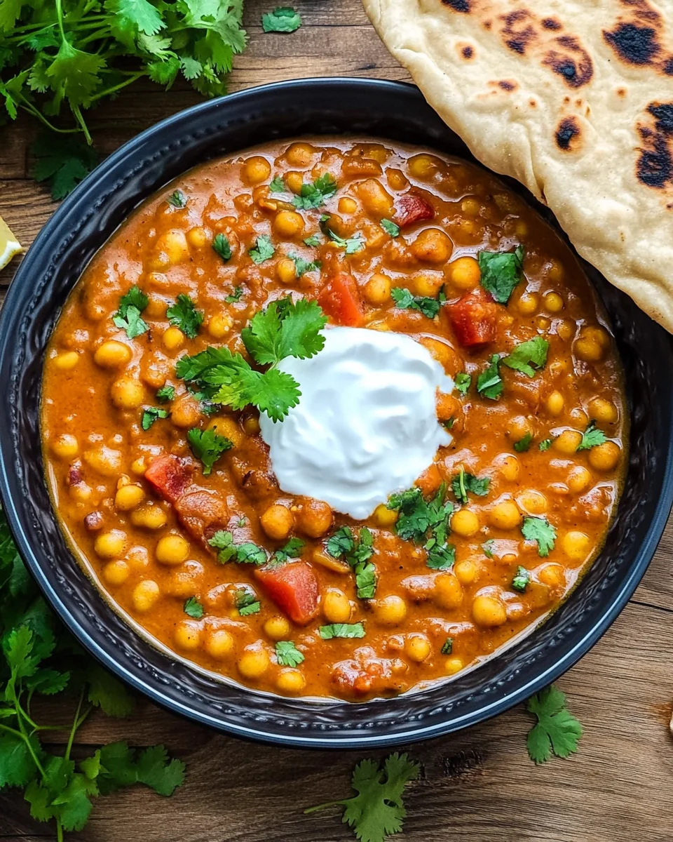 Kichererbsen-Curry mit Naan Brot