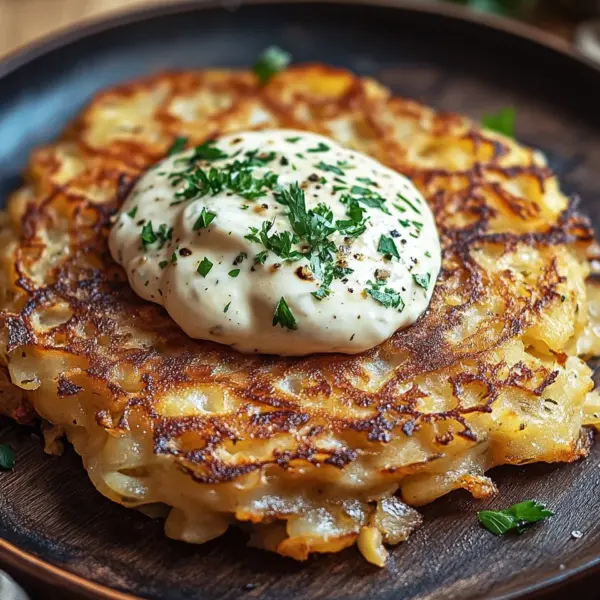 Mozzarella Rösti mit Zwiebel-Pilzrahmsoße