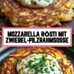 Mozzarella Rösti mit Zwiebel-Pilzrahmsoße 18 Pinterest Hidden Image