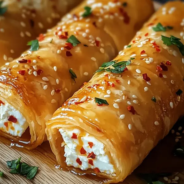Ofen-gebackene Feta-Rollen mit Chili-Honig
