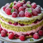 Pistazien-Himbeer-Torte mit Mascarpone-Creme