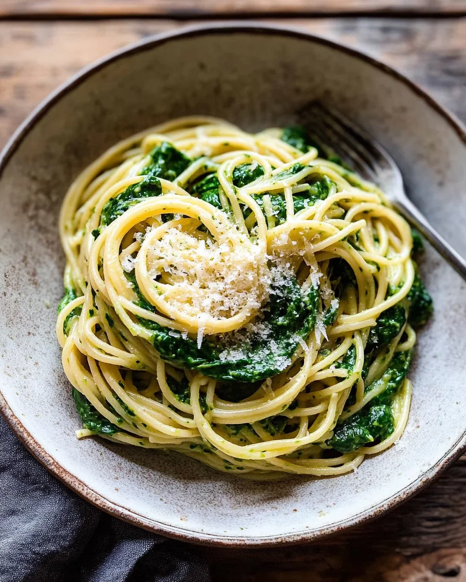 Spaghetti mit Spinat Frischk&auml;se-Sauce