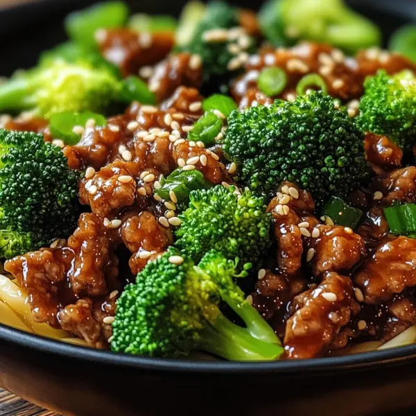 Teriyaki-Hackfleisch-Pfanne mit Brokkoli