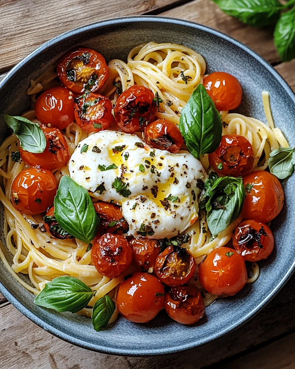 Burrata Pasta mit Tomaten aus dem Ofen