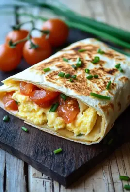 Frühstückswrap mit Ei, Käse und Tomaten