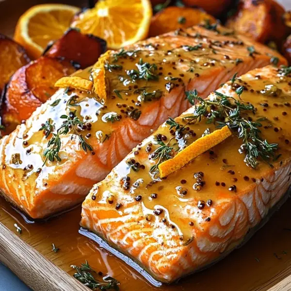 Gebackener Orangen-Lachs mit Honig-Senf-Glasur