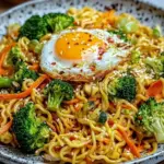 Gebratene Nudeln mit Gem&uuml;se und Ei - asiatisch