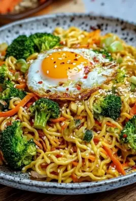 Gebratene Nudeln mit Gemüse und Ei - asiatisch