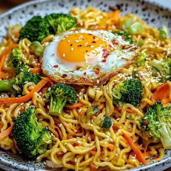 Gebratene Nudeln mit Gemüse und Ei - asiatisch