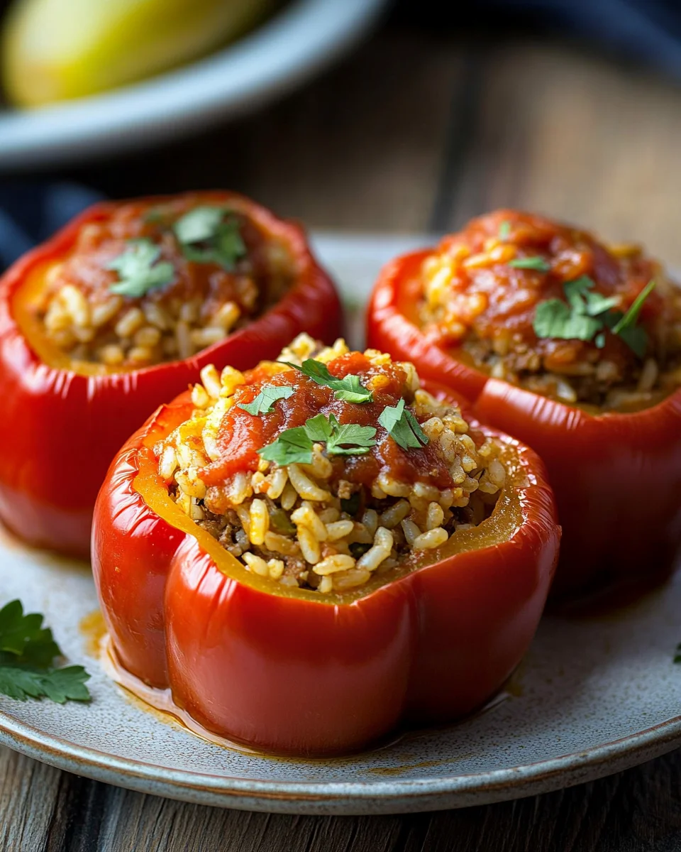 Gefüllte Paprika mit Hackfleisch und Reis 20 Gefüllte