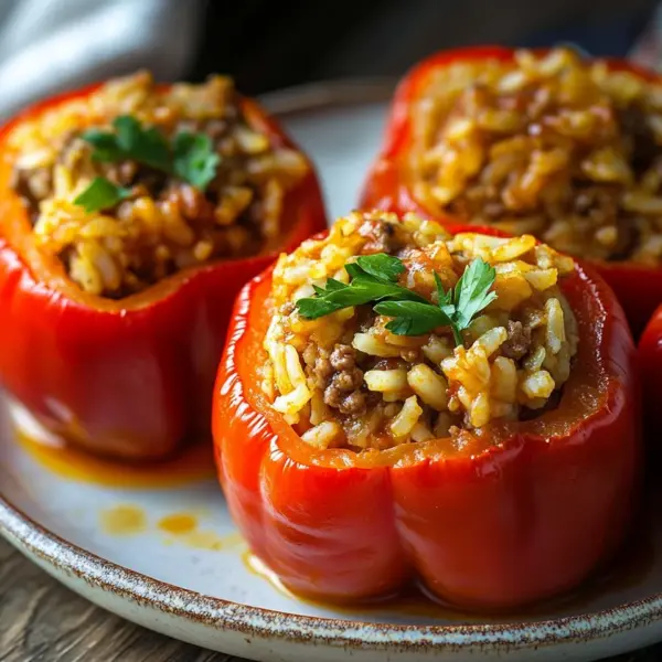 Gefüllte Paprika mit Hackfleisch und Reis