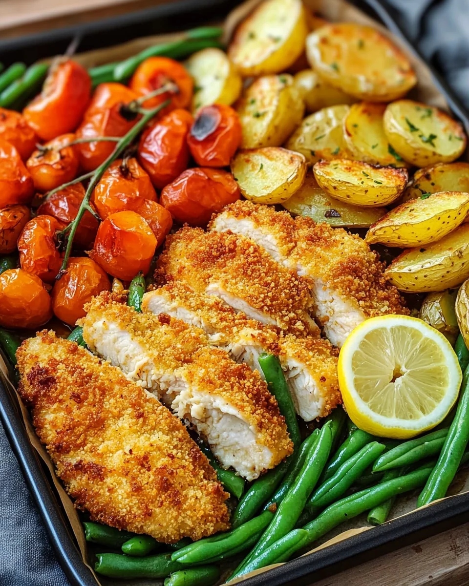 Panierte Parmesan Hähnchenschnitzel aus dem Ofen mit Gemüse und Kartoffelecken 19 Panierte