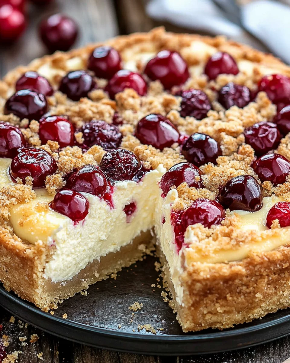 K&auml;sekuchen mit Kirschen
