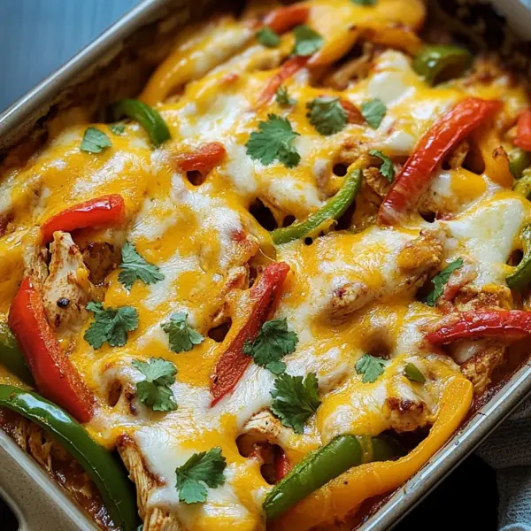 Käsiger Fajita Hähnchen Auflauf