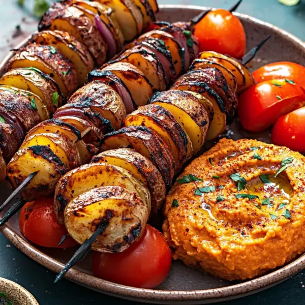 Kartoffel-Schawarma mit Tomaten-Hummus