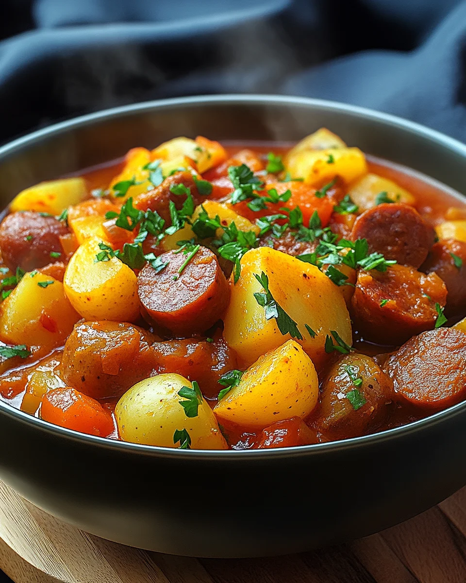 Kartoffelgulasch mit Würstchen 22 Kartoffelgulasch