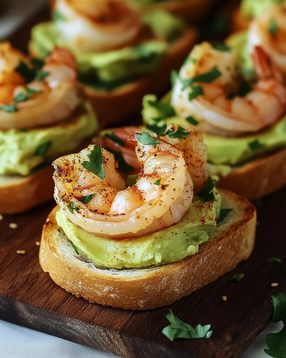 Knoblauch-Garnelen-Crostini mit Avocado