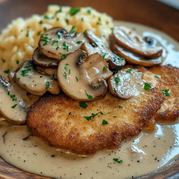 Naturschnitzel in Champignonrahmsauce