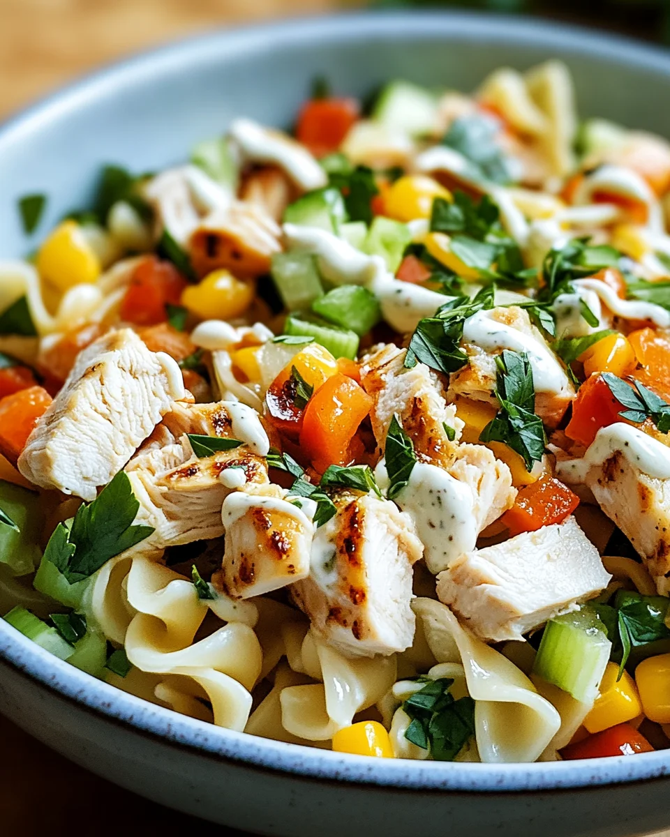 Nudel-Hähnchensalat mit Frühlingszwiebeln