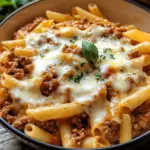 Nudeln mit roter Hackfleisch-K&auml;se-So&szlig;e