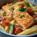 Ofen-Lachs-Pasta mit Tomaten