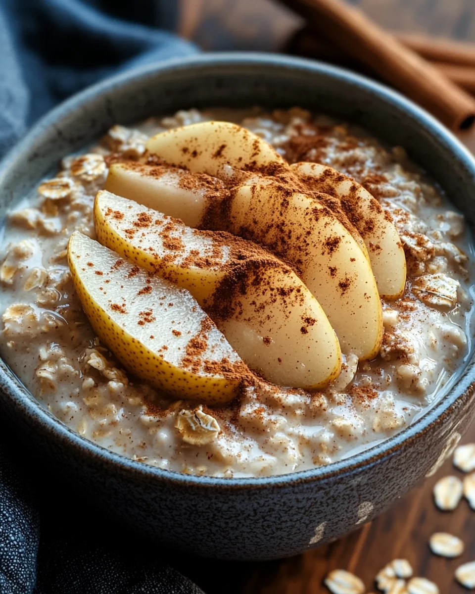 Overnight Oats with Cinnamon and Pear