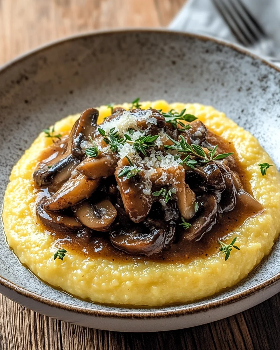 Pilzragout auf Parmesan-Polenta