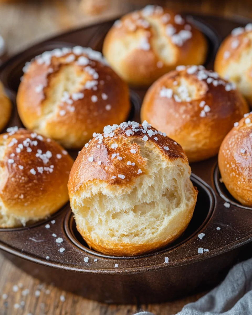 Rezept für Laugenbrötchen im Muffinsblech gebacken