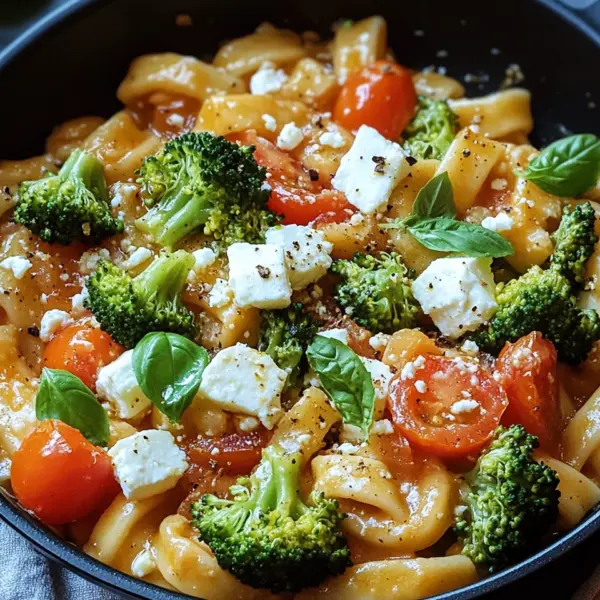 Schupfnudelpfanne mit Brokkoli, Feta und Tomaten