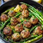 Spargelpfanne mit Frikadellen