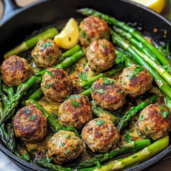 Spargelpfanne mit Frikadellen