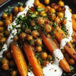 Spicy Maple-Roasted Carrots with Crispy Chickpeas and Yogurt Sauce