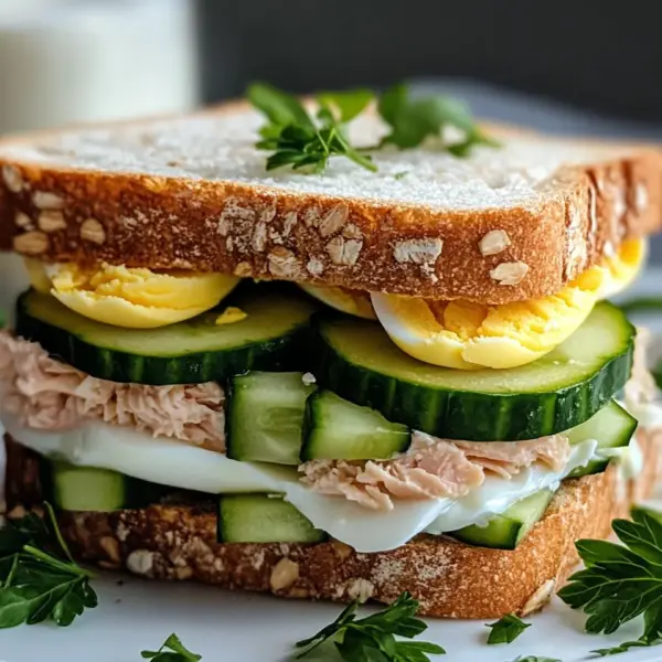 Thunfisch Sandwich mit Ei und Gurke