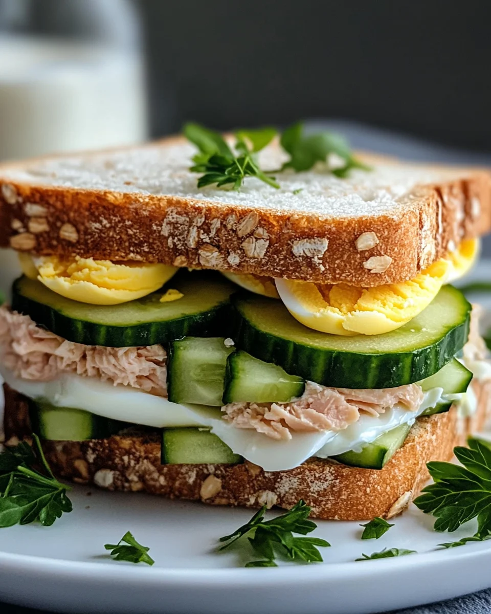 Thunfisch Sandwich mit Ei und Gurke