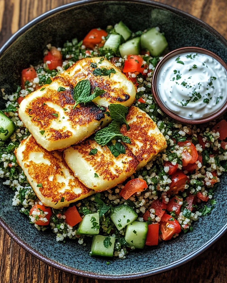 Würziger Halloumi mit Tabbouleh und Minzjoghurt 21 Würziger Halloumi mit Tabbouleh und Minzjoghurt