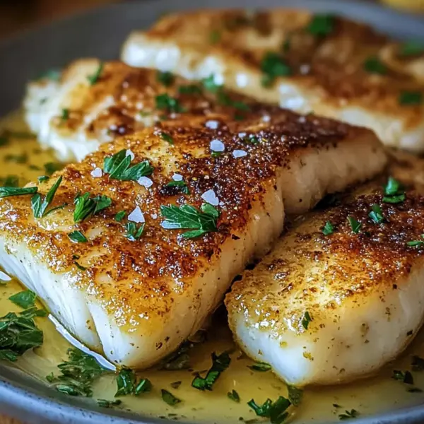Zitronen-Knoblauch-Butter-Kabeljau mit Knuspriger Haut