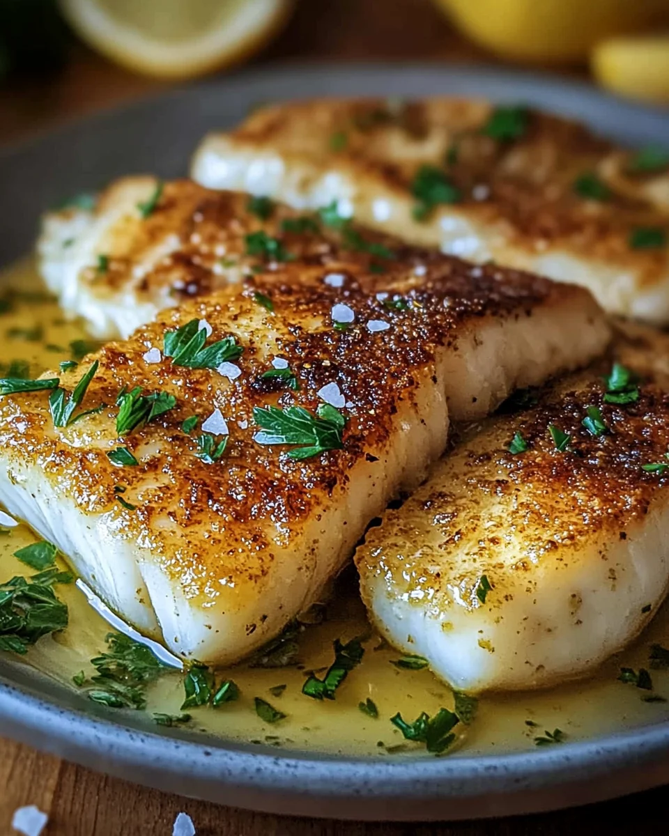 Zitronen-Knoblauch-Butter-Kabeljau mit Knuspriger Haut
