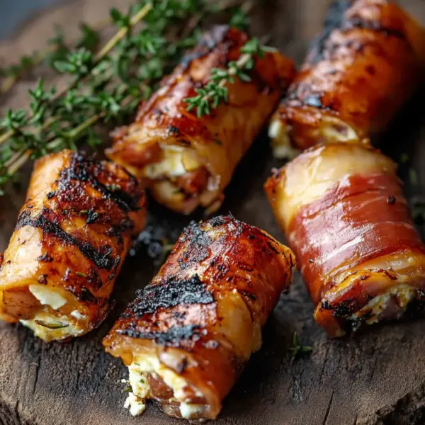 Gegrillte Feta-Schinkenröllchen
