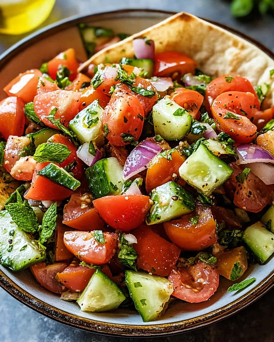 Libanesischer Tomaten Pita Salat