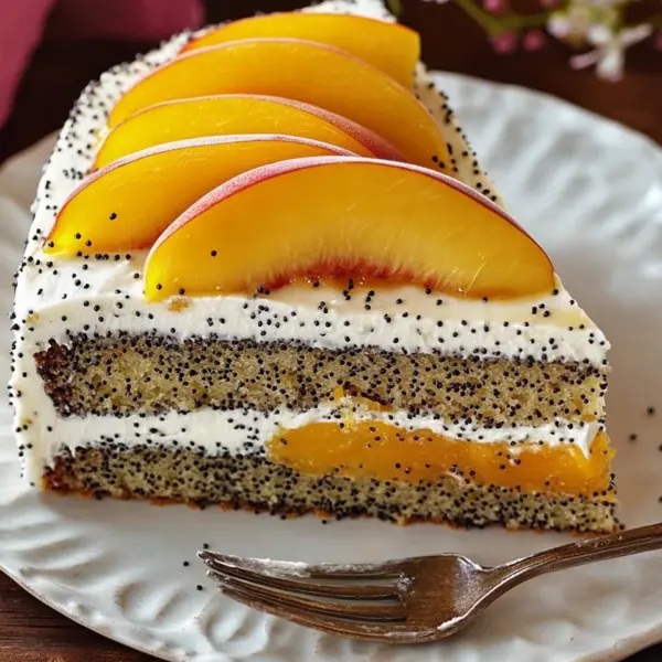 Pfirsichtorte mit Mohn